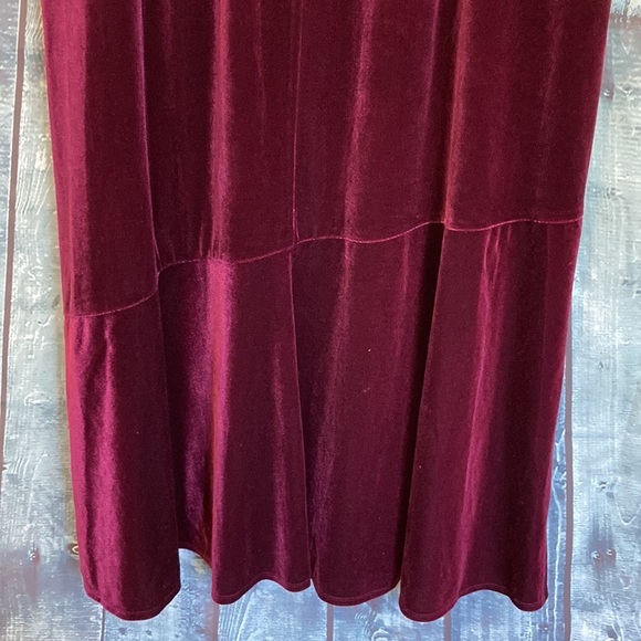 Lane Bryant Burgundy Velvet MIDI Front Slit Dress Size 18/20 Event Holiday Party - Picture 10 of 16